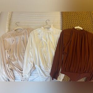 Express Ruffled Blouse in cream, white and Rust